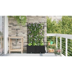 Jardinière de jardin avec treillis 2 pcs Noire 80x40x143 cm 
