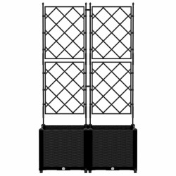 Jardinière de jardin avec treillis 2 pcs Noire 80x40x143 cm 