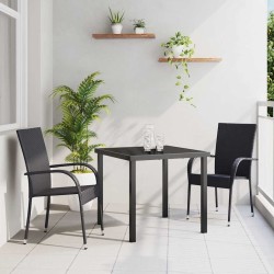 Ensemble de salle à manger pour jardin 3 pcs Noir Rotin PE 