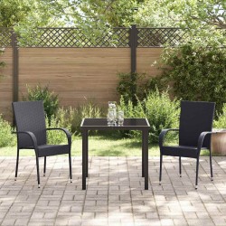 Ensemble de salle à manger pour jardin 3 pcs Noir Rotin PE 