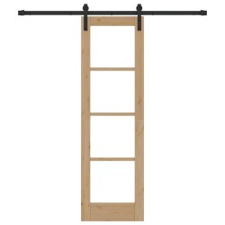 Porte coulissante avec quincaillerie 'ORKDAL', en bois massif et verre 