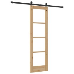 Porte coulissante avec quincaillerie 'ORKDAL', en bois massif et verre 