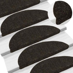 Tapis d'escalier auto-adhésifs 20 pièces 56 x 17 x 3 cm Marron foncé Demi-rond 