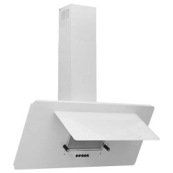 Hotte murale 90 cm Acier inoxydable et verre trempé Blanc 
