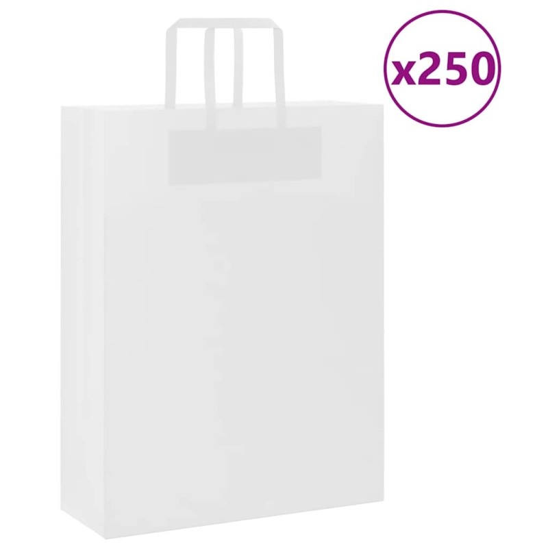 Sacs en papier 250 pcs avec poignées blanc 32x12x42 cm 