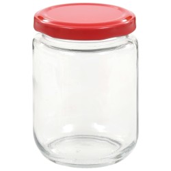 48 pcs Pots à confiture avec couvercle rouge Verre 230 ml 