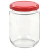 48 pcs Pots à confiture avec couvercle rouge Verre 230 ml 