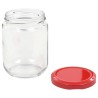 48 pcs Pots à confiture avec couvercle rouge Verre 230 ml 
