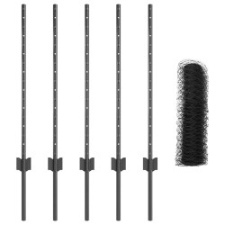 Poteaux de Clôture 5 pcs U-Channel Grands 80 cm en Acier 