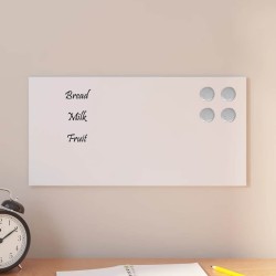 Tableau noir magnétique mural Blanc 40x20 cm Verre trempé 