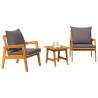 Ensemble de Bistro 3 Pièces avec Coussins en Bois d'Acacia 