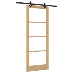 Porte coulissante avec kit - 83x211 cm - Bois de pin massif 