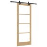 Porte coulissante avec kit - 83x211 cm - Bois de pin massif 