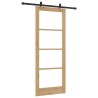 Porte coulissante avec kit - 83x211 cm - Bois de pin massif 