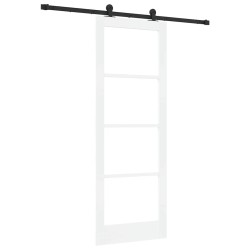Porte coulissante avec quincaillerie 'ORKDAL'Bois massif et verre blanc 
