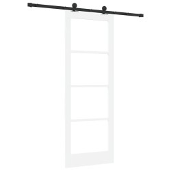 Porte coulissante avec quincaillerie 'ORKDAL'Bois massif et verre blanc 