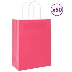 Sacs en papier 50 pcs avec poignées rose 21x11x28 cm 