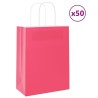 Sacs en papier 50 pcs avec poignées rose 21x11x28 cm 