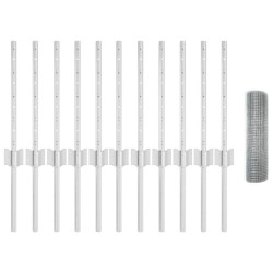 Clôture en fil soudé avec 11 poteaux U Argent 0.4x25 m Acier 