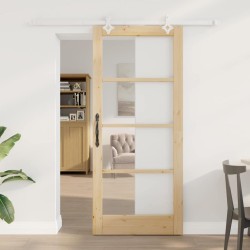 Ensemble de porte coulissante avec quincaillerie 86x198.5 cm Bois massif de pin 