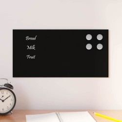 Tableau noir magnétique mural Noir 40x20 cm Verre trempé 