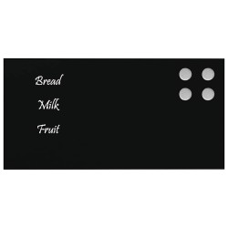 Tableau noir magnétique mural Noir 40x20 cm Verre trempé 