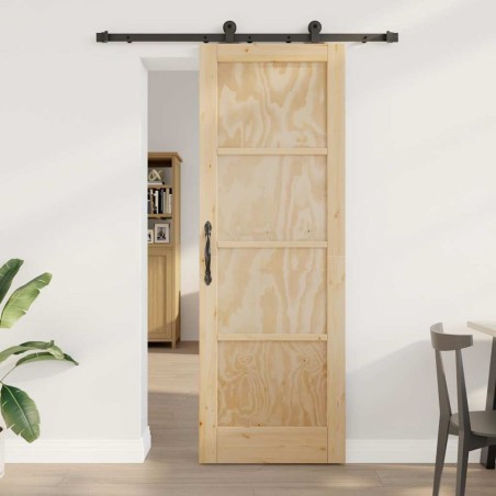 Porte coulissante avec quincaillerie 'ORKDAL'en bois massif en pin 