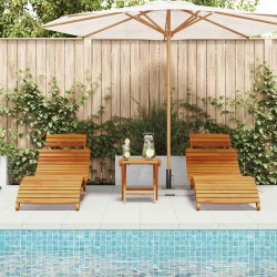 Chaises longues 2 pcs en bois d'acacia massif 