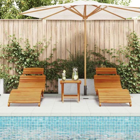 Chaises longues 2 pcs en bois d'acacia massif 