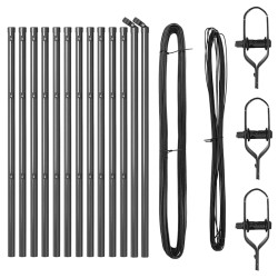 Set de Poteaux de Clôture 13 pcs Gris Ø32mm 120 cm Aluminium 