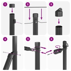Set de Poteaux de Clôture 13 pcs Gris Ø32mm 120 cm Aluminium 