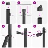 Set de Poteaux de Clôture 13 pcs Gris Ø32mm 120 cm Aluminium 