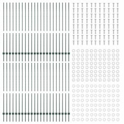 Poteaux de clôture argentés 44 pcs Vert 100 x 1.6 m 