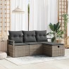 Ensemble de Canapés de Jardin 4 pièces avec Coussins Gris Poly Rotin vidaXL 