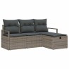 Ensemble de Canapés de Jardin 4 pièces avec Coussins Gris Poly Rotin vidaXL 