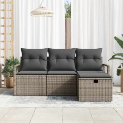 Ensemble de Canapés de Jardin 4 pièces avec Coussins Gris Poly Rotin vidaXL 