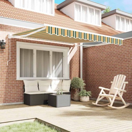 Store manuel rétractable vert et jaune 300 x 250 cm 
