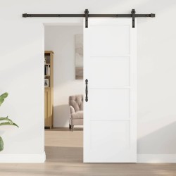 Porte coulissante avec set de matériel Blanc 73,5x198,5 cm en Bois Massif de Pin 