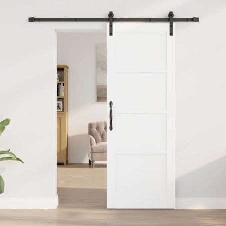Porte coulissante avec set de matériel Blanc 73,5x198,5 cm en Bois Massif de Pin 