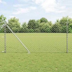 Jeu de Poteaux de Clôture Argent 25 x 1 m Acier galvanisé 
