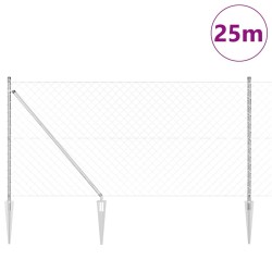 Jeu de Poteaux de Clôture Argent 25 x 1 m Acier galvanisé 