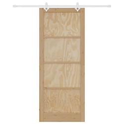 Porte Coulissante avec Ensemble de Quincaillerie 93x232 cm en Bois Massif de Pin 