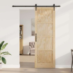 Porte Coulissante avec Ensemble de Quincaillerie 78x232 cm Bois Massif Pin 