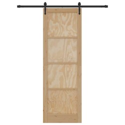 Porte Coulissante avec Ensemble de Quincaillerie 78x232 cm Bois Massif Pin 