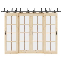 Kit de quincaillerie de porte coulissante 305 cm acier noir 