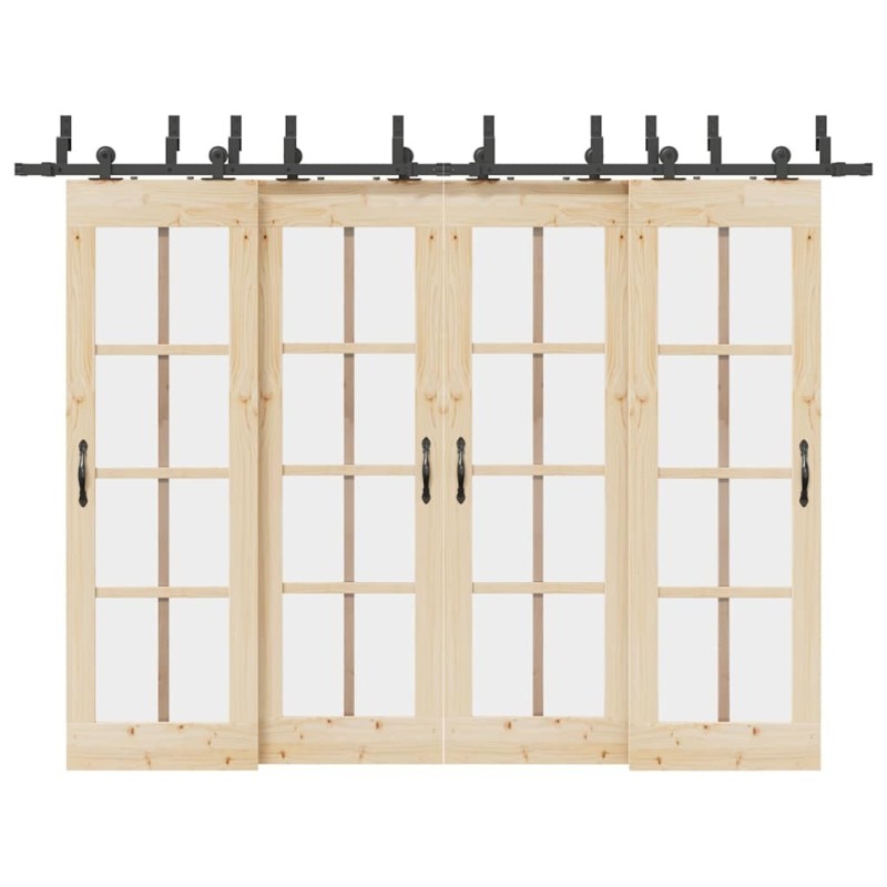 Kit de quincaillerie de porte coulissante 305 cm acier noir 