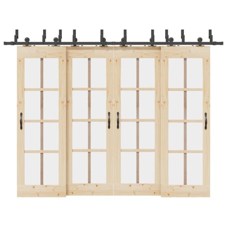 Kit de quincaillerie de porte coulissante 305 cm acier noir 