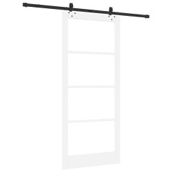 Porte coulissante avec ensemble de quincaillerie 'ORKDAL'bois solide et verre blanc 