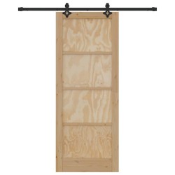 Porte Coulissante avec Quincaillerie 83x211 cm en Bois Massif de Pin 