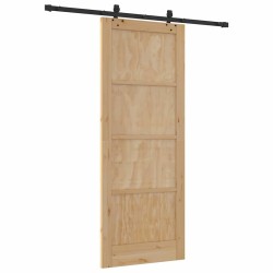 Porte Coulissante avec Quincaillerie 83x211 cm en Bois Massif de Pin 